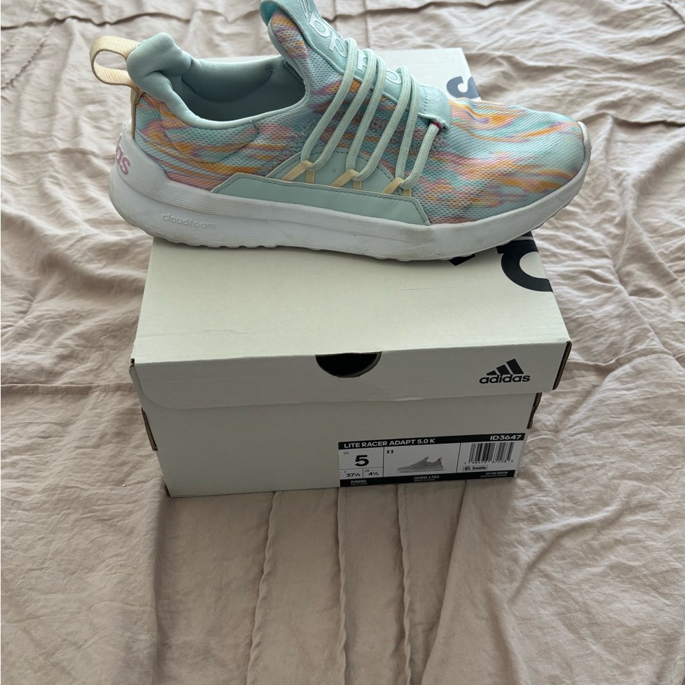 Adidas Kids Mint and Peach Sneakers